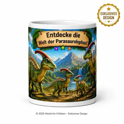 Produktbild von Dino Tasse Parasaurolophus 330 ml – Keramiktasse mit Dinosaurier-Motiv, Geschenk für Dino-Fans