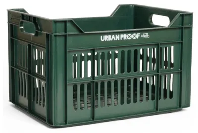 Produktbild von URBAN PROOF Fahrradkiste aus recyceltem Kunststoff 30L 40x30x25cm, Dunkelgün