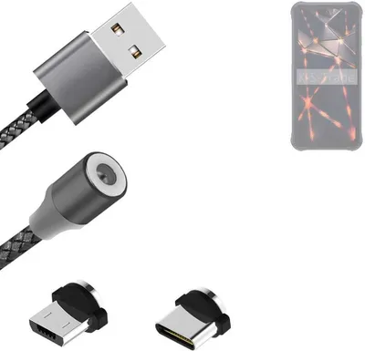 Produktbild von K-S-Trade Hochwertiges Magnet-Lade-kabel Sync-Kabel Daten-Kabel für Cubot KingKong 8 mit USB-Typ-C-Anschluss und Micro-USB-Anschluss 2A bis zu