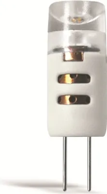 A single LED light bulb with two pins.
