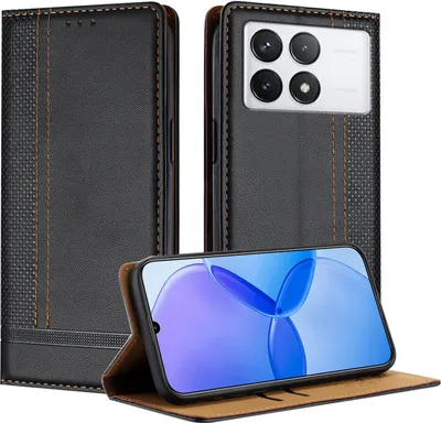 Obrázek produktu pro Pouzdro pro Xiaomi Poco X6 Pro/Redmi K70E 5G kožené flipové pouzdro s funkcí stojánku černé