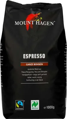 Obrázek produktu pro FAIR TRADE ARABICA 100 % ESPRESSO BEAN COFFEE1 kg - MOUNT HAGEN