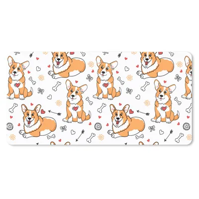 Produktbild von MuchoWow® Mauspad Mousepad Hund - Corgi - Muster 60x30 cm - Mousepads - Maus Mat - Pad - Mausunterlage - Nachhaltig