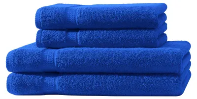 Produktbild von 4er Set Frottee 2x Handtücher 2x Duschtücher Elegance 100% Baumwolle 500 gsm 50x100 cm 70x140 cm royalblau