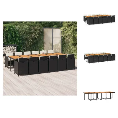 Produktbild von vidaXL 13-tlg. Garten-Essgruppe mit Kissen Poly Rattan Schwarz -  Gartenmöbel-Sets