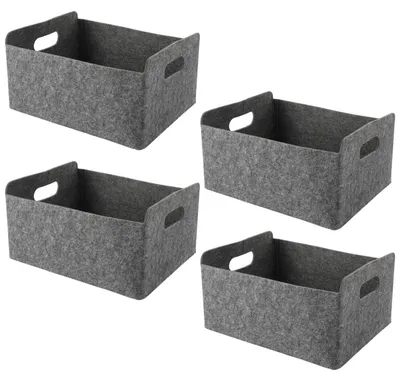 Zdjęcie produktu dla Omgoods - Zestaw 4 koszyków filcowych do przechowywania - 30,5 x 24 x 15 cm, idealne do półek i szuflad