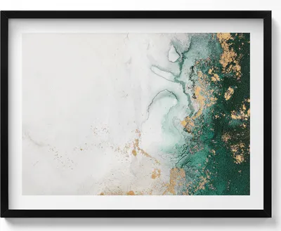 Produktbild von Abstrakte Komposition mit Gold– Wandbild mit Rahmen – Gerahmtes Bild  – Wanddekoration – 80x60 cm –  Schwarz Rahmen