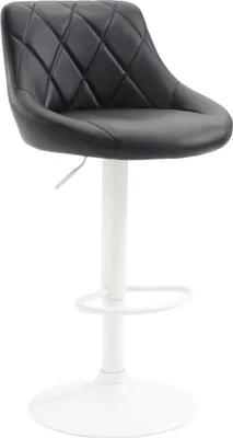 Immagine prodotto di Elegante sgabello da bar - sgabello - rivestimento in Pelle finta, girevole a 360°, regolabile in altezza | colore: nero | colore base: bianco