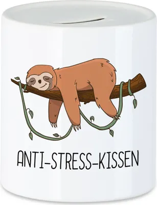 Produktbild von Anti-Stress Spardose Lustig Spruch Ironie Faultier Geschenk Bürokollegen