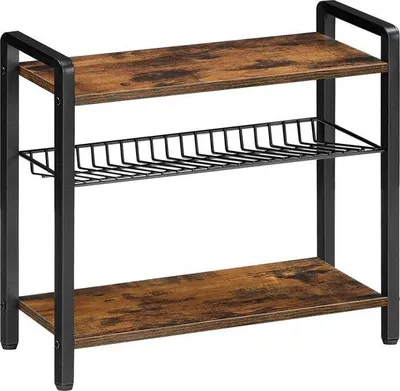 Produktbild von Küchenregal 3-stufig schwarz braun Metall