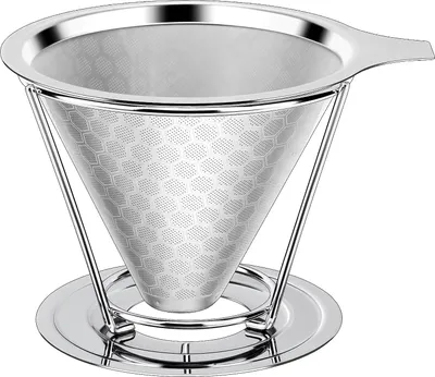 Produktbild von Wiederverwendbare Kaffeefilter, Permanentfilter aus Edelstahl | Doppelschichtiger Präzisionsfilterhalter | Handkaffeefilter | Kaffeetropfer mit Metallkegel für 1–4 Tassen (600 Mesh)