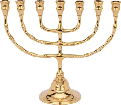 Produktbild von Menora 22 cm – 7-armiger Kerzenständer aus Messing, jüdischer Leuchter