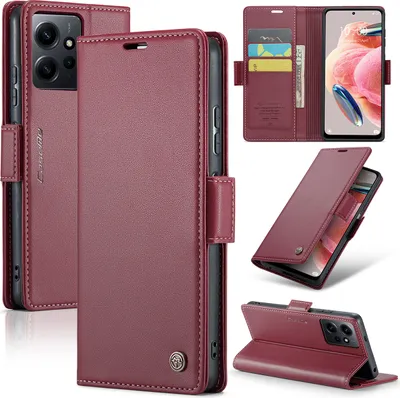 Image de Étui pour Xiaomi Redmi Note 12 4G, étui en cuir avec fonction stand pour Xiaomi Redmi Note 12 4G rouge