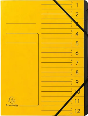 Produktbild von Exacompta Ordnungsmappe 541209E DIN A4 12Fächer Karton gelb