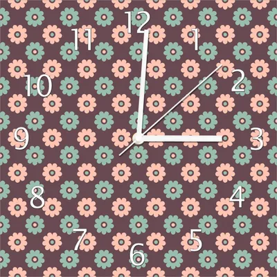 Produktbild von Wallario Design Wanduhr Muster mit grünen und rosa-farbenen Blüten aus Echtglas, Größe 30 x 30 cm