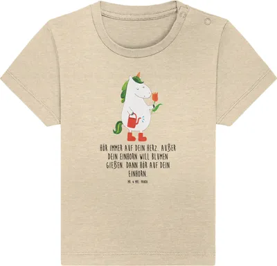 Produktbild von Mr. & Mrs. Panda  T-Shirt Einhorn Gärtner 24. - 36. Monat - Natural Raw - Geschenk, Stiefel, Einhörner, Unicorn, Gießkanne, Garten, Baby Shirt, Babyshirt, Kinder