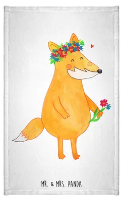 Produktbild von Mr. & Mrs. Panda Handtuch Fuchs Blumen - Weiß - Geschenk, Liebe, gäste wc, Klein, Füchse, Gästehandtuch Bunt, Boho, Frotteehandtuch, Motivation, Blumenliebe, Gäste-WC