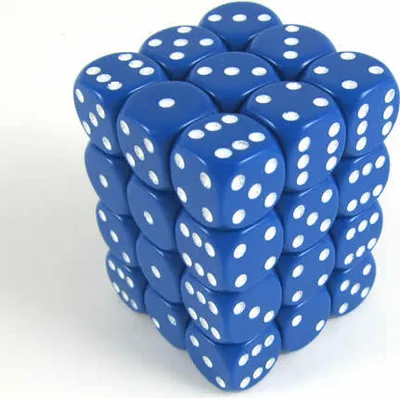 Zdjęcie produktu dla Zestaw kostek Chessex W6x36 nieprzezroczysty niebieski/biały