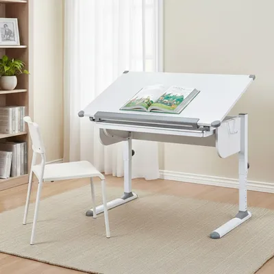 Immagine prodotto di Cardeto - Scrivania, 110x55x68h cm Bianco, Materiale Piano in Metallo