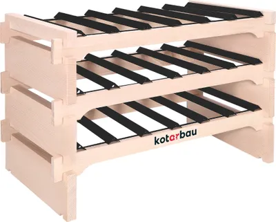 Produktbild von KOTARBAU® Weinregal mit 3 Etagen für 18 Flaschen Weinständer aus Buchenholz 73 x 48 cm Flaschenregal mit Stahlstreben Weinfalschenregal Stabiles Holzregal 6 Flaschen pro Fachboden Weinschrank Flasche