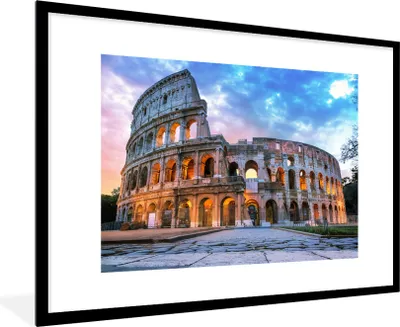 Produktbild von MuchoWow® Gerahmtes Poster Kolosseum in Rom in der Abenddämmerung 90x60 cm - Poster mit Schwarzem Bilderrahmen Wandposter Rahmen Foto Bilder - Wanddekoration - Fotos