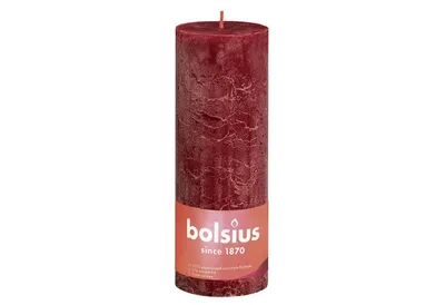 Image de Bougie tronquée rustique Bolsius, rouge foncé, 190 x 68 mm