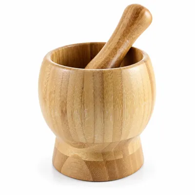 Productafbeelding van Mörser met houten stamper, diameter 11 cm. Slaghamer, vermaalmachine, kruidenmörser. Voor het vermalen van ingrediënten