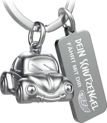 Produktbild von FABACH Auto Schlüsselanhänger Car mit Gravur - Schutzengel Schlüsselanhänger Engel für Autofahrer - Geschenk Glücksbringer Auto Geschenke Fahr vorsichtig - Dein Schutzengel fährt mit dir