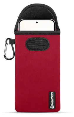 Productafbeelding van MobyDefend Hoesje - Geschikt voor Xiaomi Redmi Note 17 Pro Max 5G - Neopreen Pouch Met Karabijnhaak - Insteek - Riemlus - Rood
