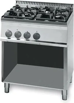 Obrázok produktu pre Plynový sporák KBS 19,5 kW 4 horáky otvorené dno 700x700x850 mm pilotný plameň