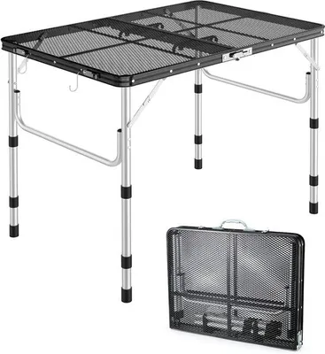 Productafbeelding van Famanu campingtafel, in hoogte verstelbaar - 90 cm x 60 cm - aluminium - opvouwbaar - draagbaar