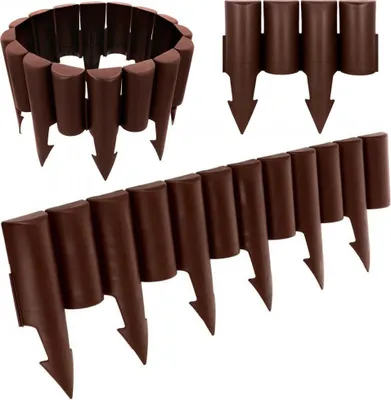Immagine prodotto di 10 x recinzione da giardino in plastica marrone per delimitare il prato, 2,5 m