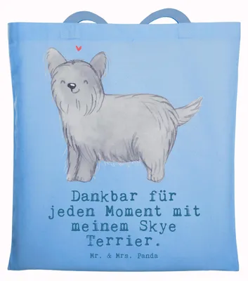 Produktbild von Mr. & Mrs. Panda Tote Bag Skye Terrier Moment - Sky Blue - Geschenk, Tasche, Laptoptasche, dokumententasche, Schultasche, Tragetasche
