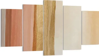 Produktbild von Bild auf Leinwand - Leinwandbild - 5 Teile - Gold Abstraktion Linien - 160x85cm - Wand Bild - Wanddeko - Wandbilder - Leinwanddruck - Bilder - Wanddekoration - Leinwand bilder - EA160x85-4739