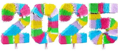 Produktbild von Pinata Zahl 2024 Regenbogen bunt Silvester pastell