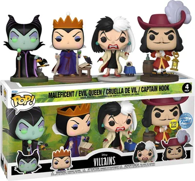 Obrázek produktu pro Disney Villains POP! Movies Vinyl Figuren 4er-Pack Villains (GW)(EMEA) 9 cm