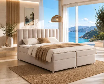 Produktbild von Best for Home Boxspringbett mit Bettkasten Trinity K-10 Bonellfederkern inkl. Topper, mit Lieferung, Aufbau & Entsorgung 140x200-Beige