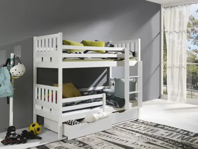 Obrázek produktu pro Patrová postel s úložným prostorem 90x190 RETRIA 1 - bílá, pravé provedení