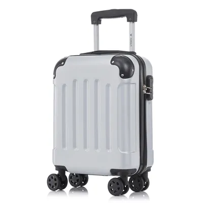 Produktbild von Koffer Trolley Reisekoffer Suitcase, Rollkoffer Handgepäck ,mit 4 Rollen360°, Hartschalenreisekoffer, Zahlenschloss, Weicher Gummigriff(S,Silber)