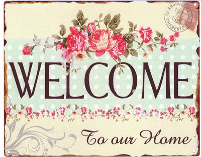 Produktbild von Moritz Deko Blechschild Welcome to our Home Retro Geschenk-Idee aus Metall Vintage-Design zur Dekoration