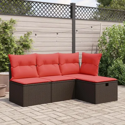 Immagine prodotto di vidaXL Sgabello da giardino con cuscino marrone 55x55x37 cm Poly Rattan