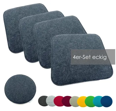Immagine prodotto di Set di 4 cuscini per seduta in feltro, 35x35 cm, color antracite