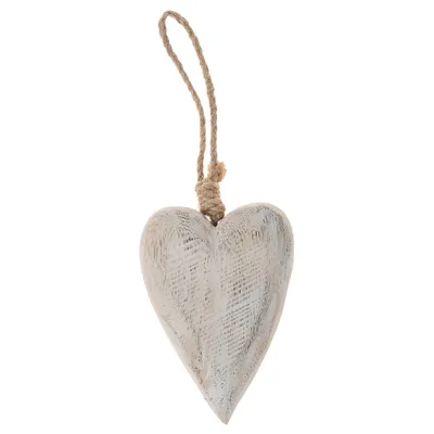 Produktbild von Herz Holzherz Kordel Hängedeko Holzhänger Holz weiß 10 cm