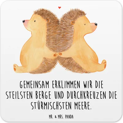 Produktbild von Mr. & Mrs. Panda Untersetzer für Gläser Igel händchenhaltend 15er Set - Weiß - Geschenk, Glas-Untersetzer, Getränke-Untersetzer, Coaster, Lieblingsmensch, Freundin, Liebe