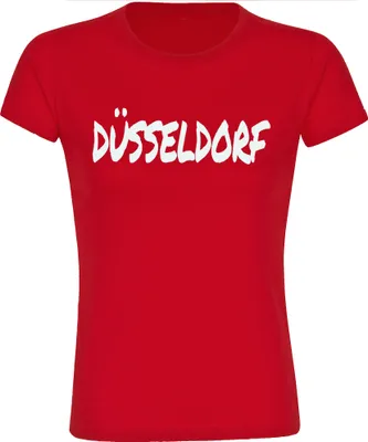 Produktbild von multifanshop Damen T-Shirt - Düsseldorf - Textmarker, rot, Größe 3XL