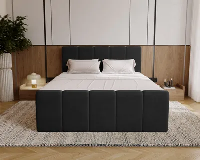 Produktbild von Kaiser Möbel Boxspringbett Berg mit Matratze, Stoff Komodo Schwarz 180x200 cm