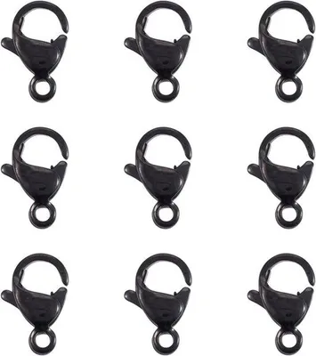Image de Fermoirs à griffes en acier inoxydable, noirs, lot de 10 pièces, bijoux