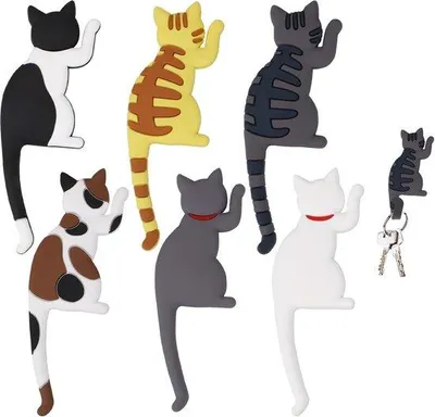 Produktbild von Famanu Kühlschrankmagneten Set mit 6 Katzen - Dekorative Cartoon-Magneten