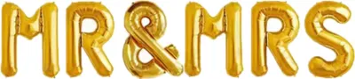 Zdjęcie produktu dla Balony foliowe z napisem Mr & Mrs, złote, ok. 40 cm, do napełniania powietrzem