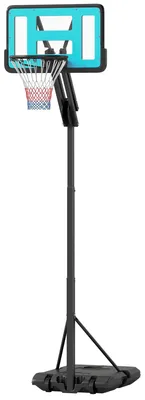 Image de Panier de basket pour l'extérieur - Système de support réglable en hauteur de 146 à 236 cm - Équipé de roulettes - Base lestable et remplissable - Mobile - Noir